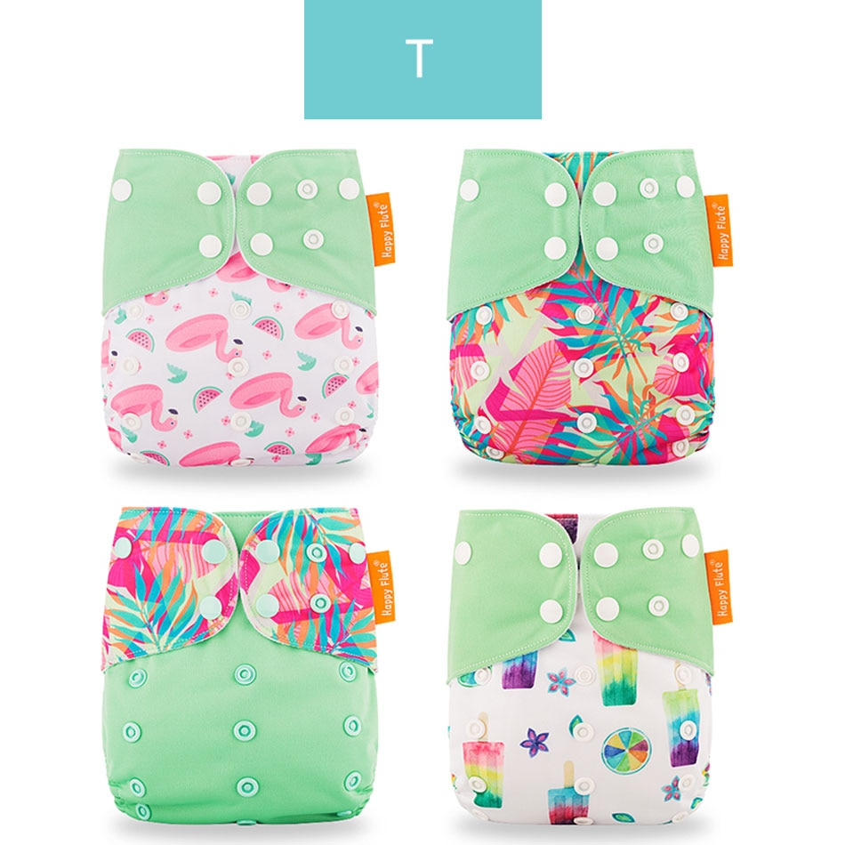 Breathable Washable Cloth Nappies Set with Cute Print