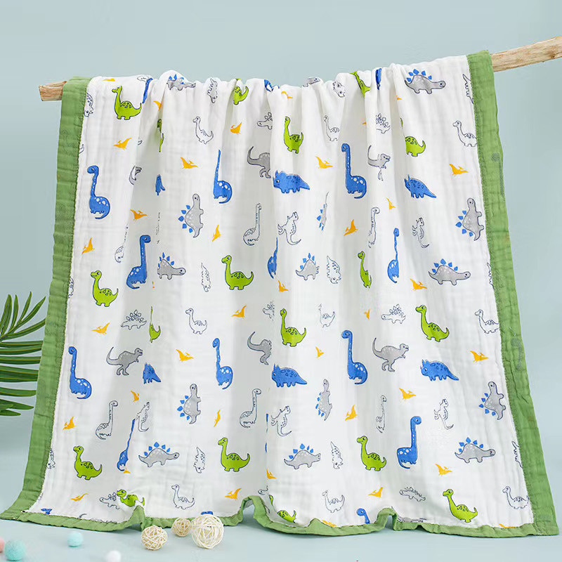 6 Layers Animals Vehicles Dinos Fruits Printed Baby Blanket Swaddle