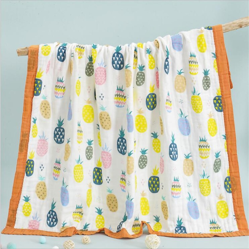 6 Layers Animals Vehicles Dinos Fruits Printed Baby Blanket Swaddle
