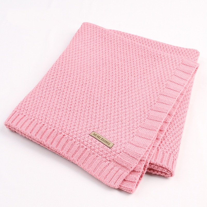 Knitted Solid Color Baby Blanket Swaddle