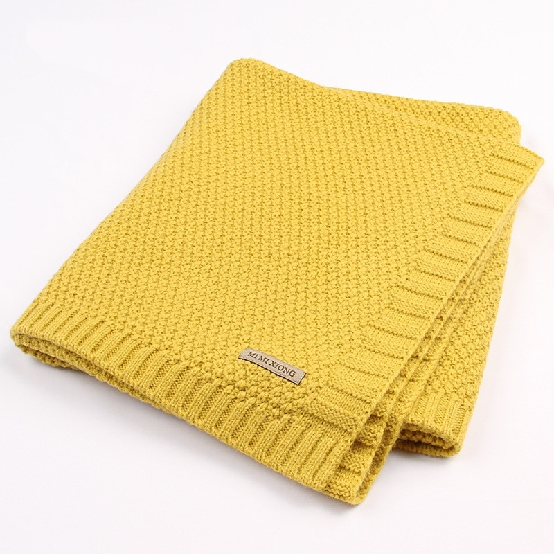 Knitted Solid Color Baby Blanket Swaddle